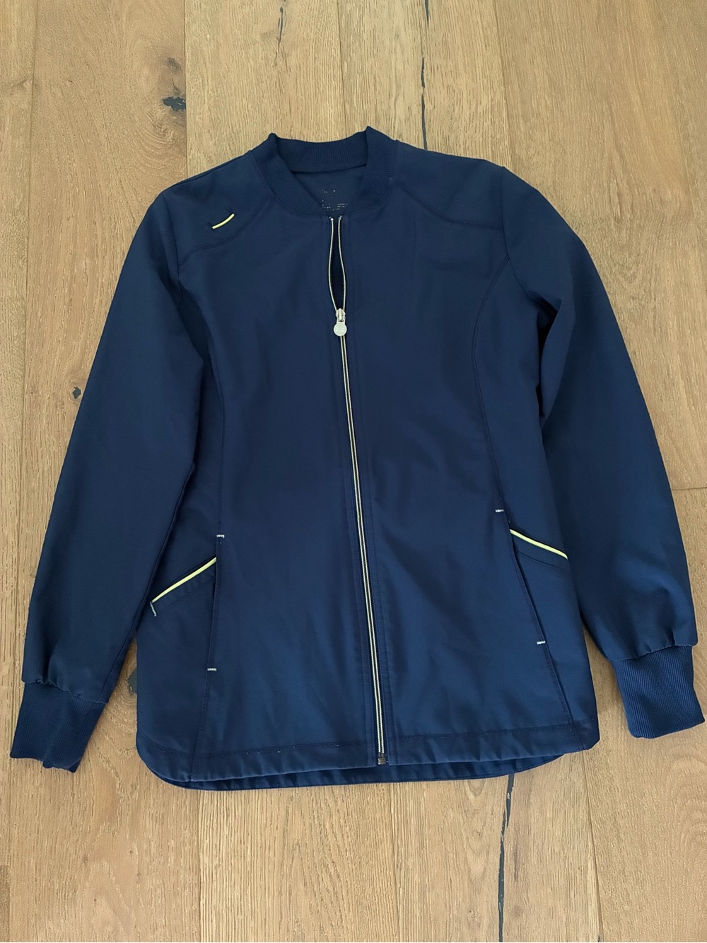 Women's Navy Scrub Jacket with Contrast Zip and Pocket Trim